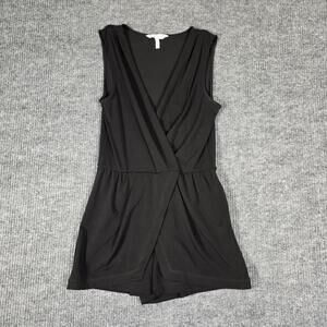 BCBGeneration Black Wrap Front Romper Womens S Sleeveless V Neck Flowy Shorts